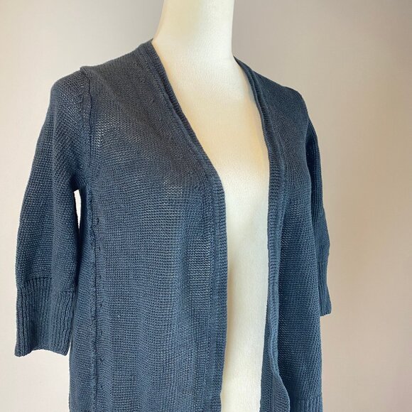 J Jill Cardigan Women's Size Small Petite 100% Linen Black - Picture 2 of 13